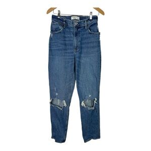 Abercrombie&Fitch Curve Love Ultra High Rise 90s Straight Jeans Distressed Sz 28